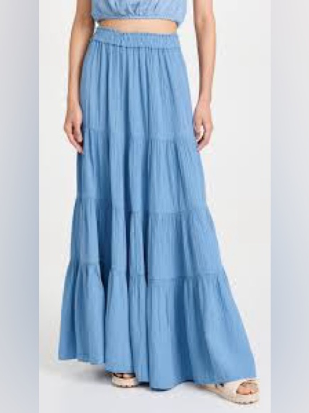 Sundry Tiered Maxi Skirt in Serenity